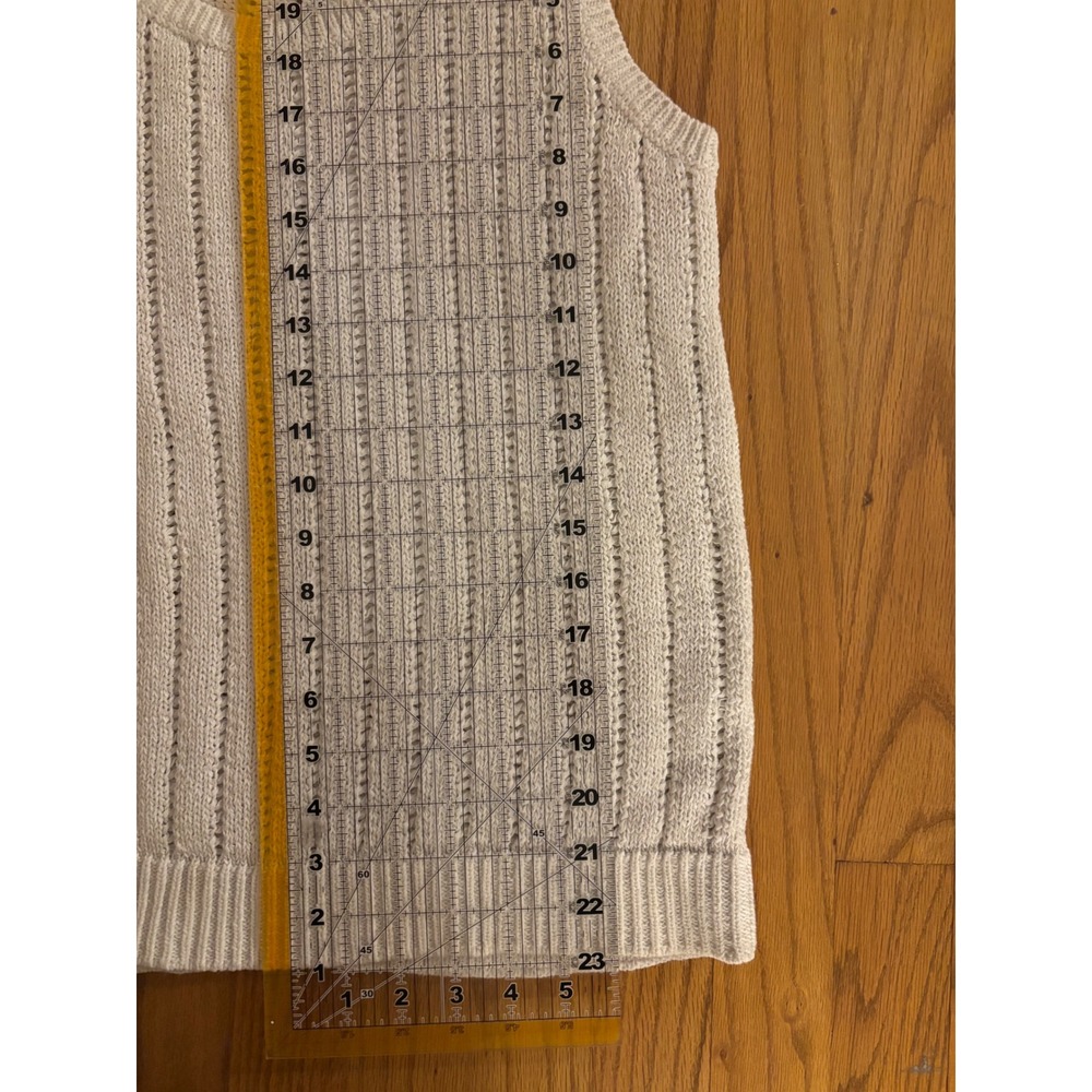 LOFT Knit Sweater Vest Cream Neutral Sleeveless Scoop Neck Size S - Picture 5 of 5